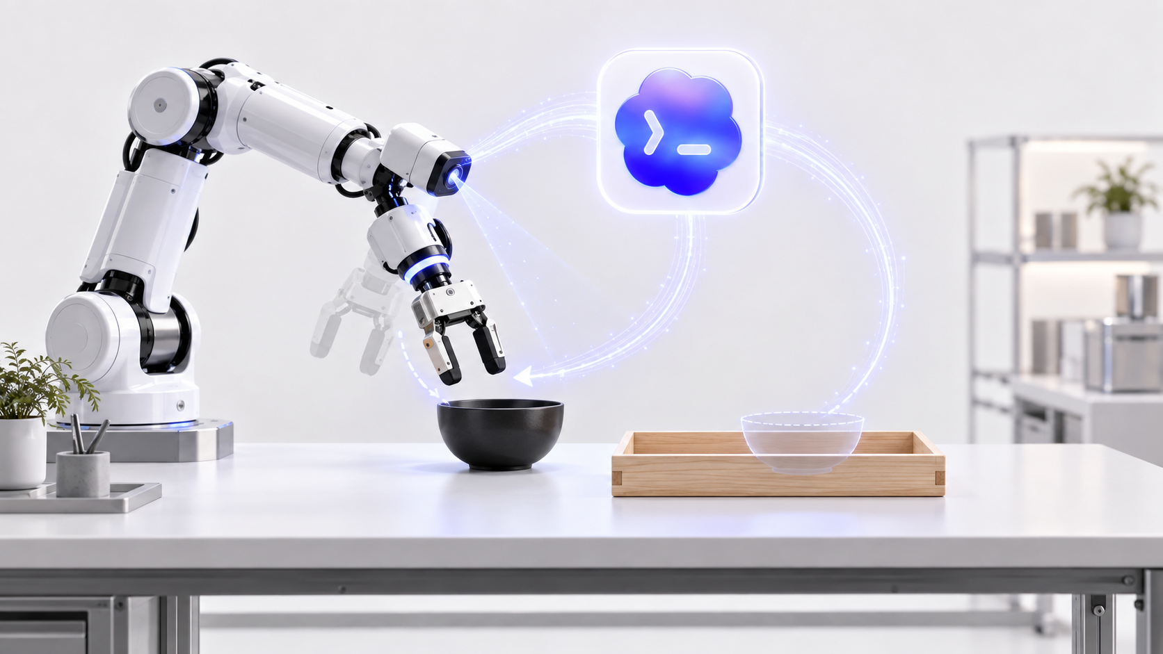 机器人根据现实反馈调整抓取动作，形成闭环
